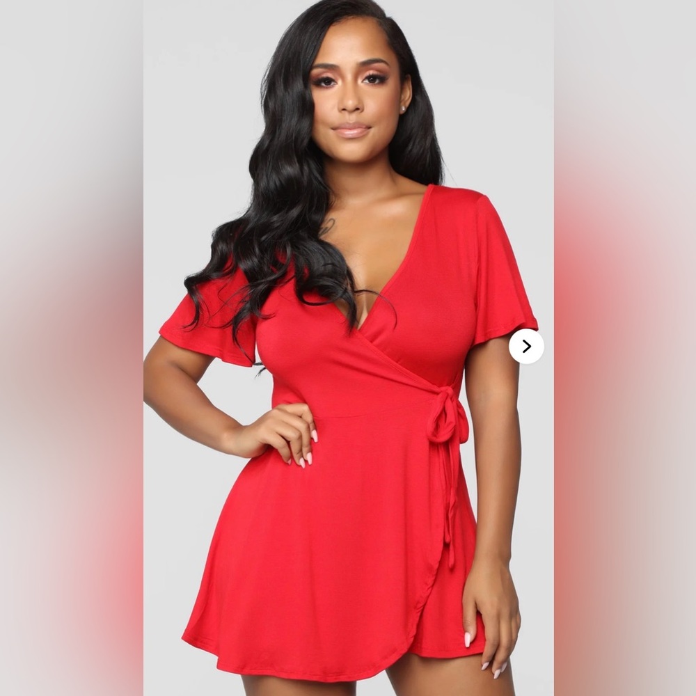 Fashion Nova Red Wrap Romper